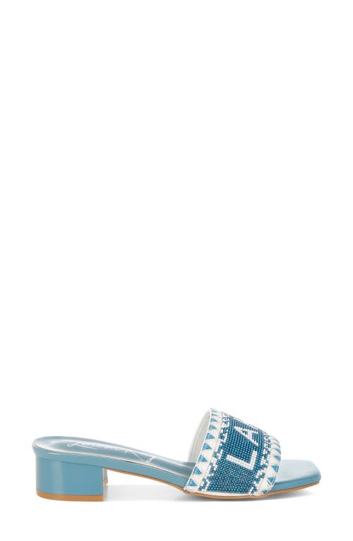 London Rag Vacay Babe Lake Como Beaded Slide Sandal In Blue