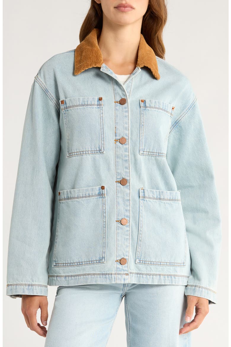 Corduroy Collar Denim Shacket, Alternate, color, CRACK OF DAWN