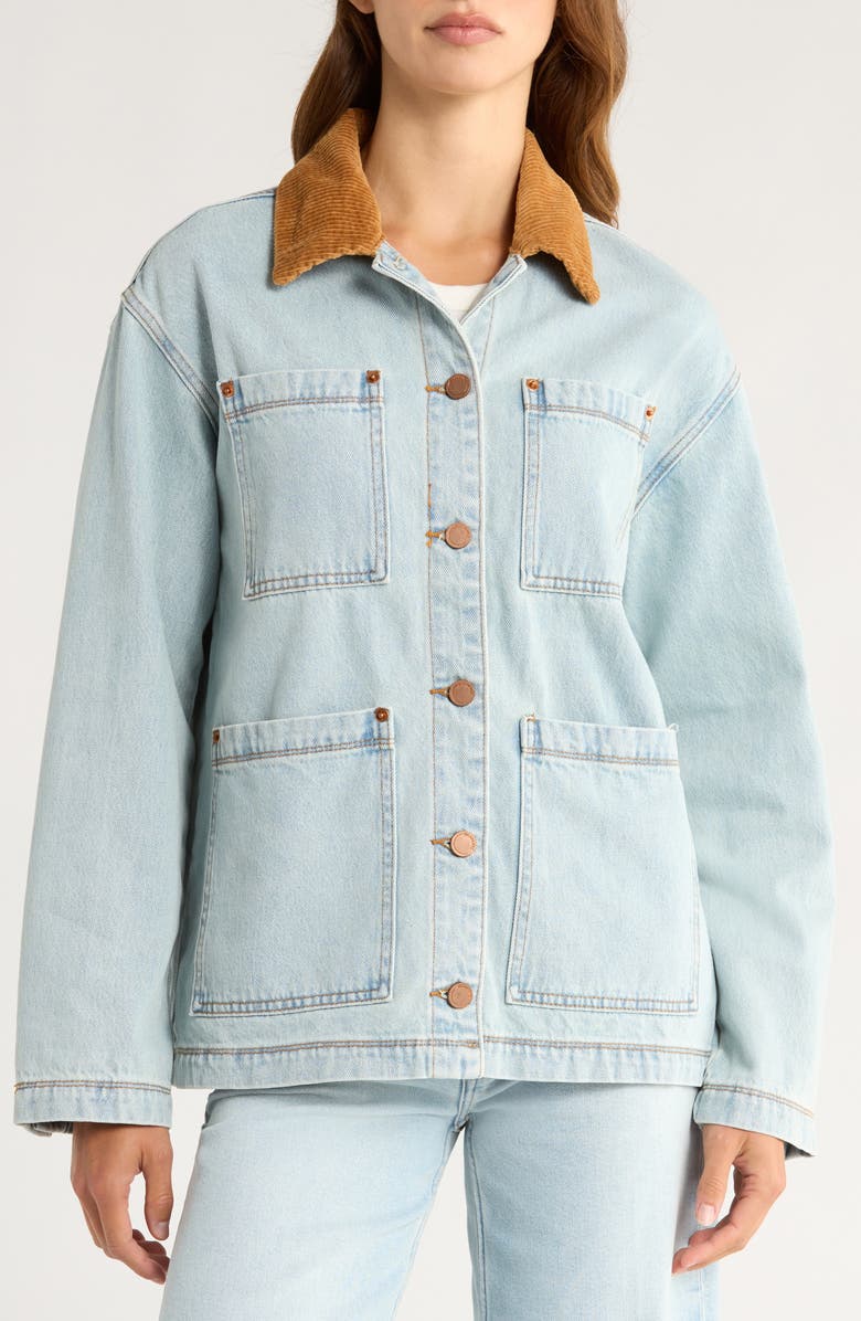 BLANKNYC Corduroy Collar Denim Shacket, Alternate, color, Crack Of Dawn