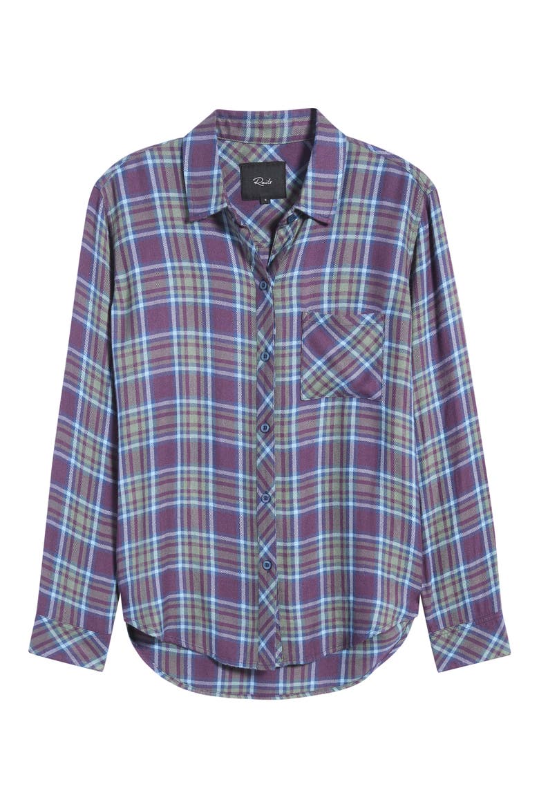 Hunter Plaid Button Shirt, Alternate, color, BLACKBERRY SAGE ICE