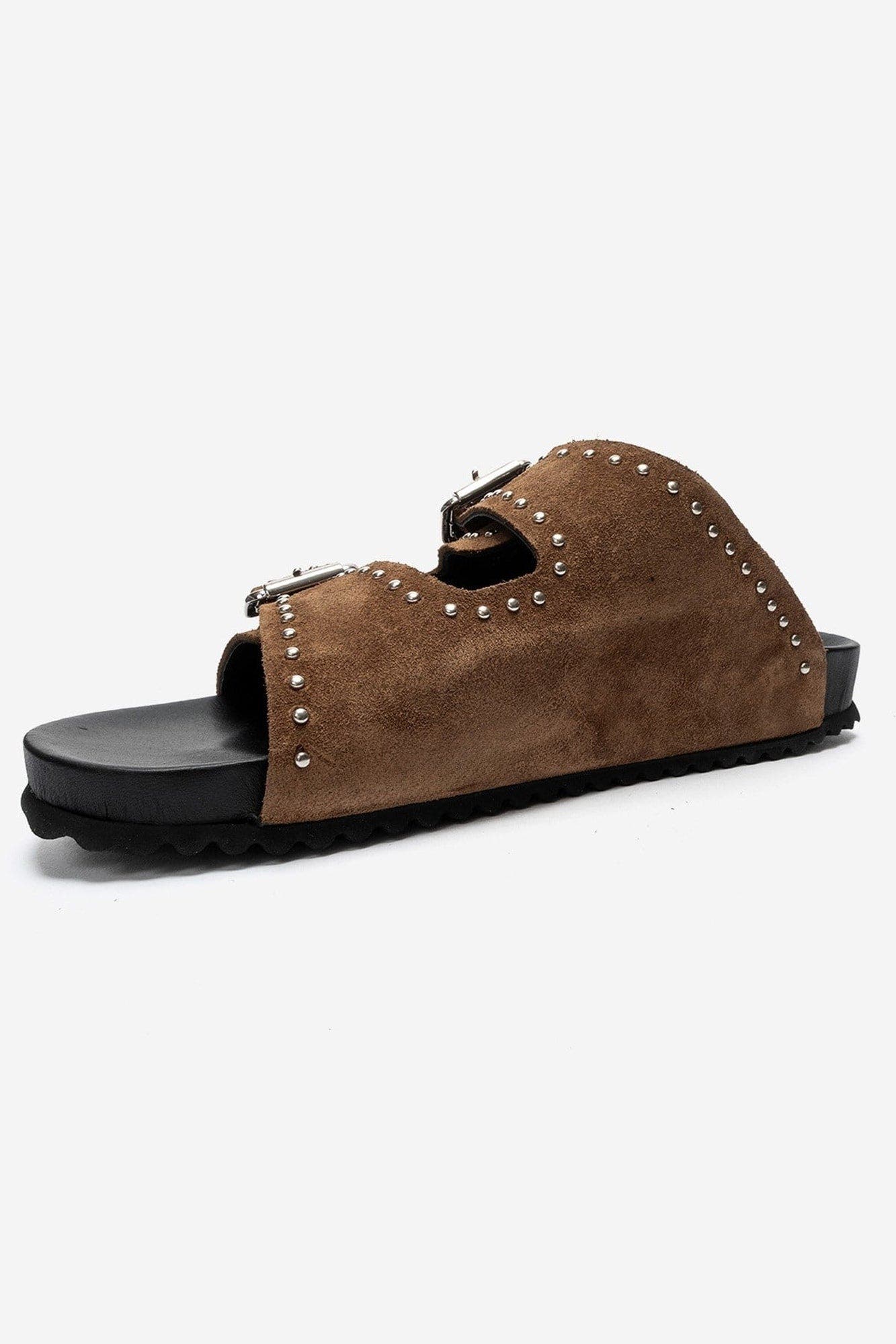 Avenelle Leather Double Band Sandal, Alternate, color, Cognac Suede