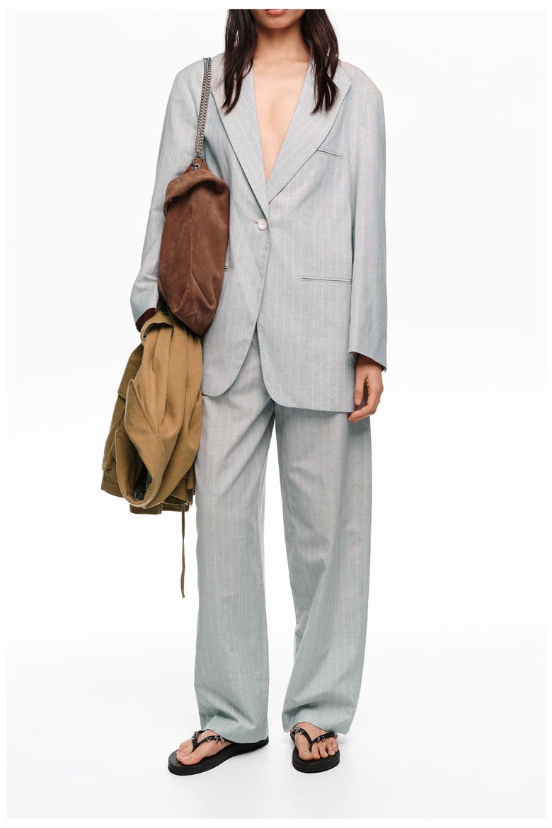 Oversize Tailored Jacket With Stripes, Alternate, color, LIGHT GREY
