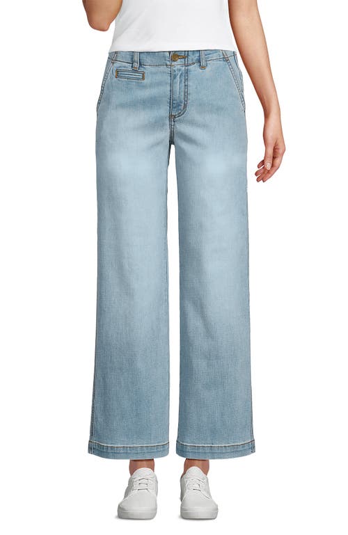 LANDS' END LANDS' END MID RISE DENIM WIDE LEG ANKLE JEANS 