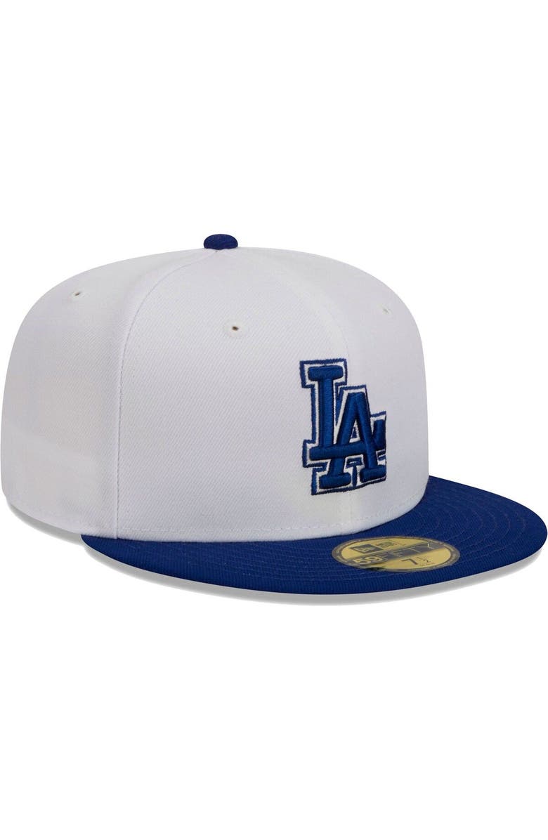 New Era Men's New Era White/Royal Los Angeles Dodgers Optic 59FIFTY Fitted Hat, Alternate, color, White