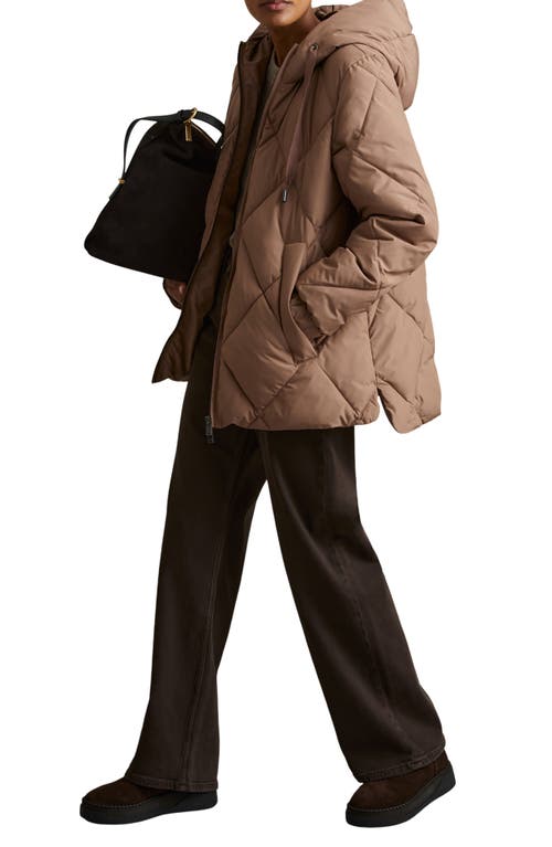 Shop Reiss Thea Diamond Quilted Parka In Mink Neutral