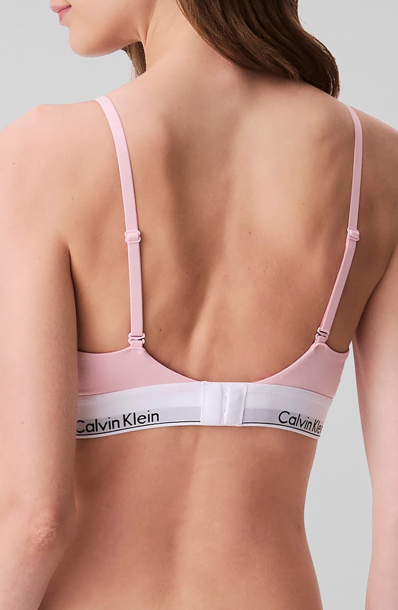 Calvin Klein Modern Cotton Collection Lightly Lined Cotton Blend Triangle Bralette, Alternate, color, Buff Pink