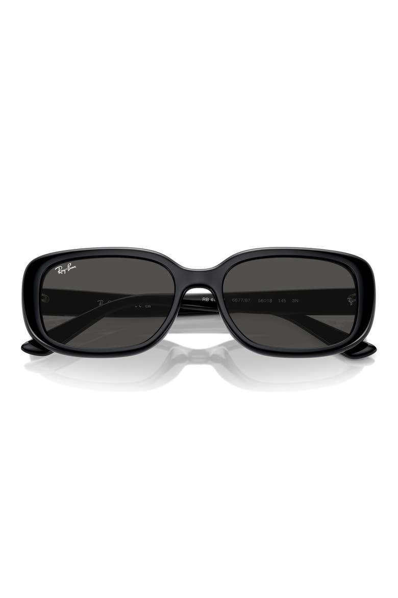 56mm Pillow Rectangular Sunglasses, Main, color, DARK GREY/ BLACK