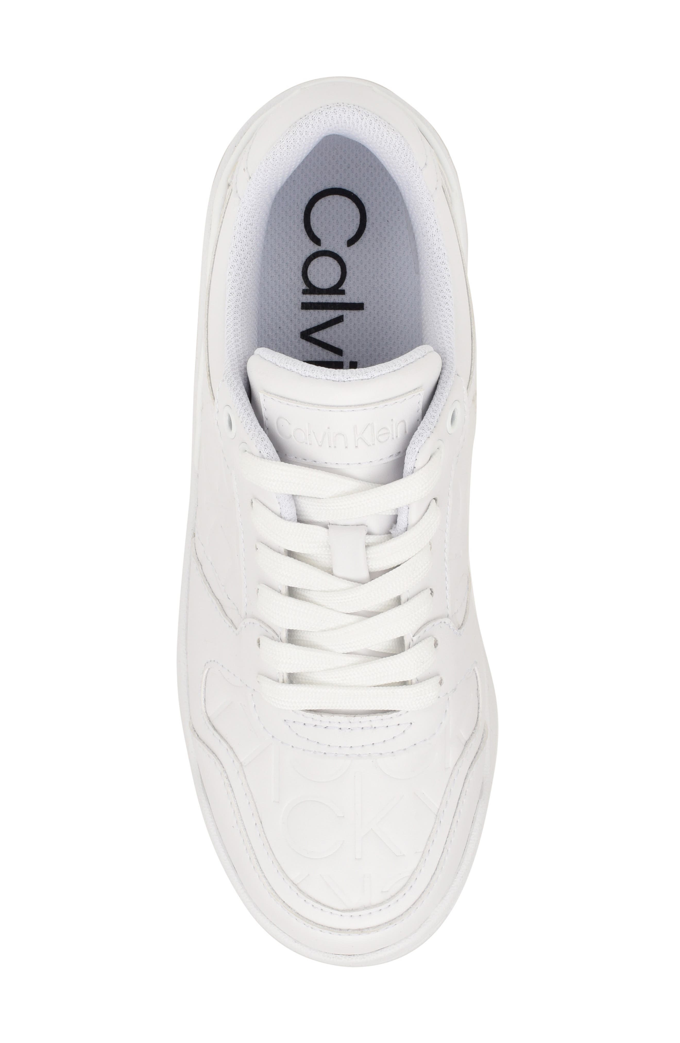 Calvin Klein Carlla Embossed Platform Sneaker, Alternate, color, White
