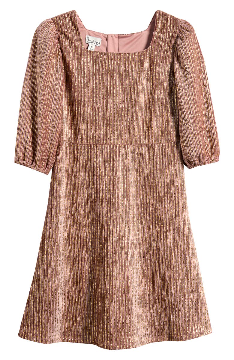 Pippa & Julie Kids' Metallic Puff Sleeve Party Dress, Main, color,