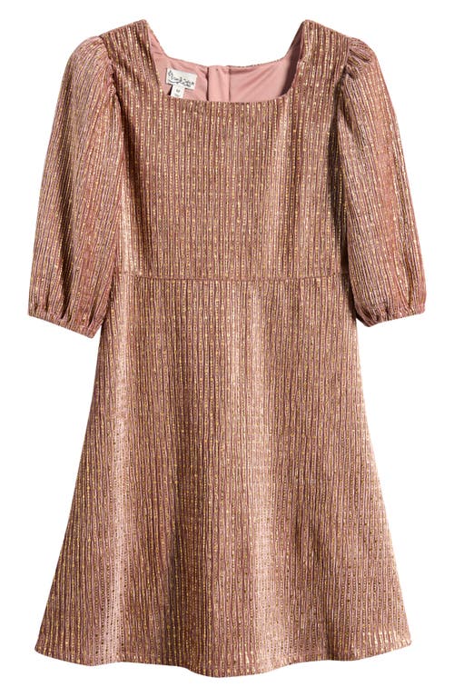 Pippa & Julie Kids' Metallic Puff Sleeve Party Dress in Pink 