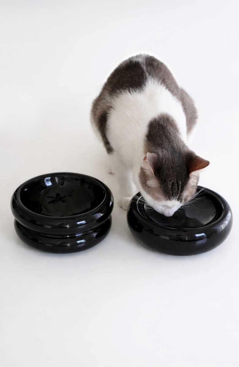 Catenary Onyx Halo Cat Bowl, Alternate, color, Black