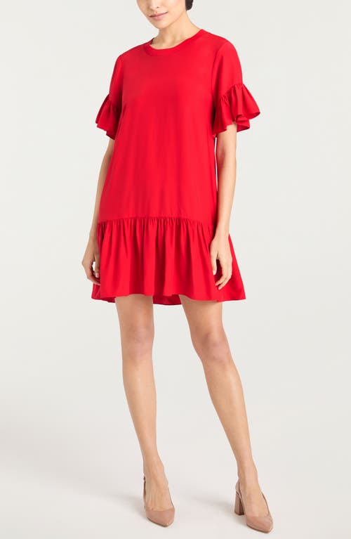 Cinq À Sept Leilah Drop Waist Silk Swing Dress In Red