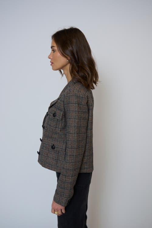 Central Park West Eden Plaid Double Pocket Jacket In Gray