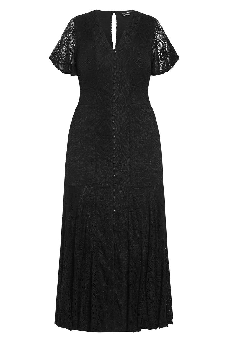 Christa Lace Midi Dress, Alternate, color, BLACK