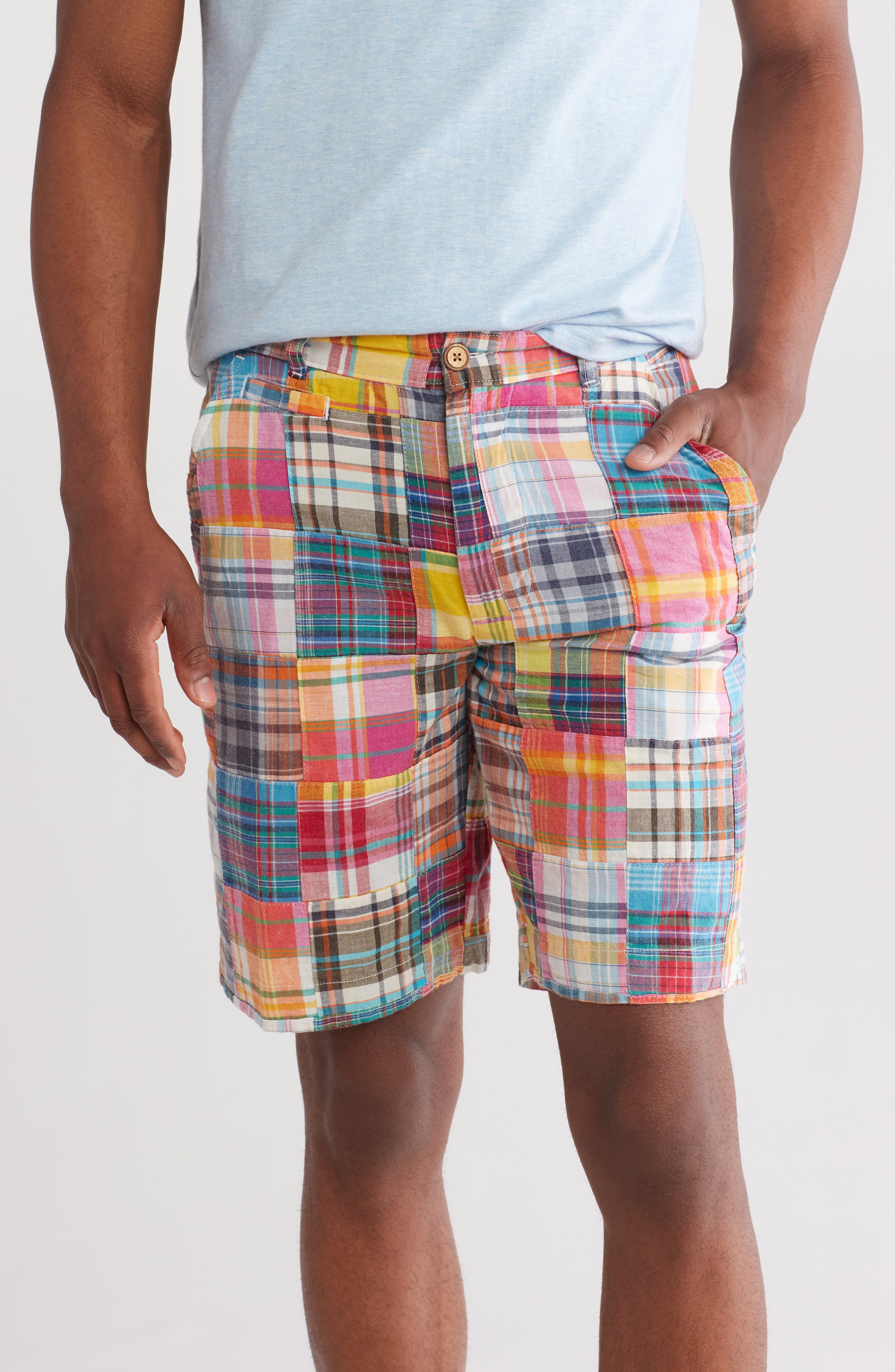 Vintage 1946 Acid Wash Patchwork Madras Plaid Shorts