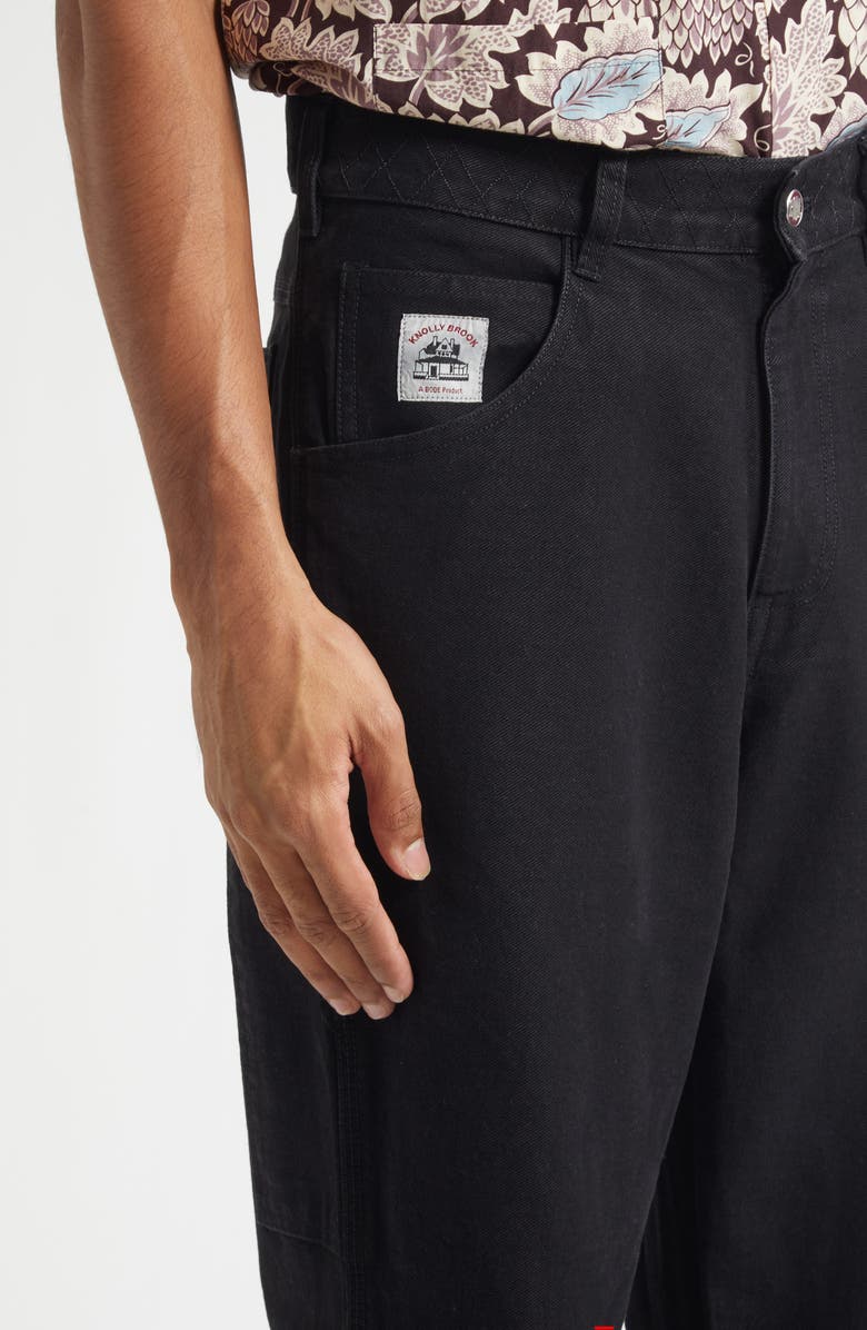 Bode Embroidered Denim Knolly Brook Trousers, Alternate, color, Black