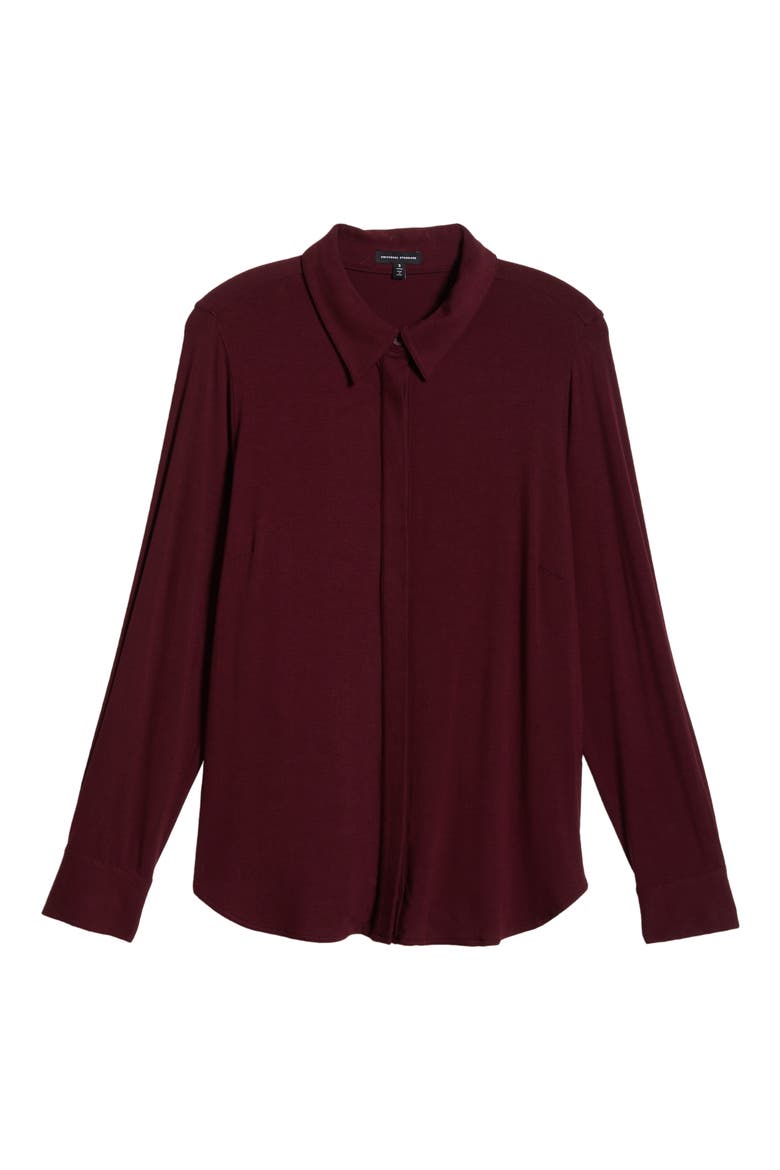 Elbe Button-Up Shirt, Alternate, color, BLACK CHERRY