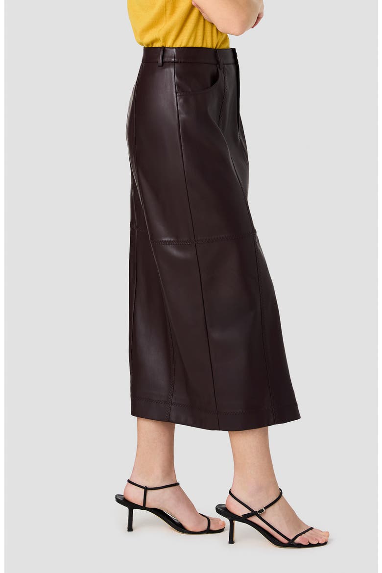 Madeline Faux Leather Midi Skirt, Alternate, color, COCA BROWN