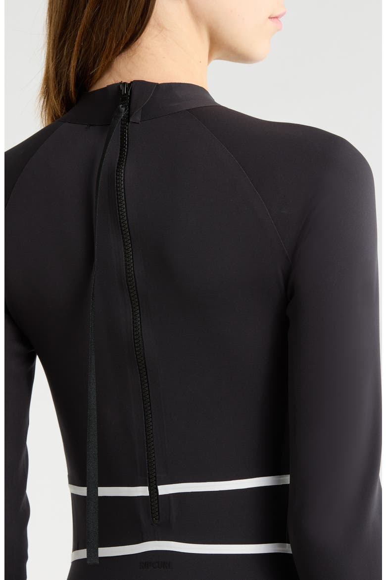 Mirage Fusion Long Sleeve UPF 50+ One-Piece Rashguard Swimsuit, Alternate, color, BLACK