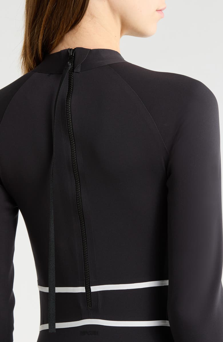 Rip Curl Mirage Fusion Long Sleeve UPF 50+ One-Piece Rashguard Swimsuit, Alternate, color, Black