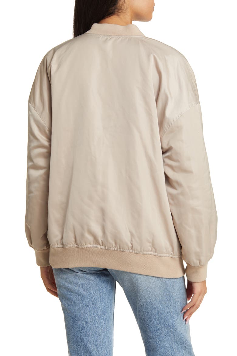 Oversize Bomber Jacket, Alternate, color, TAN OXFORD
