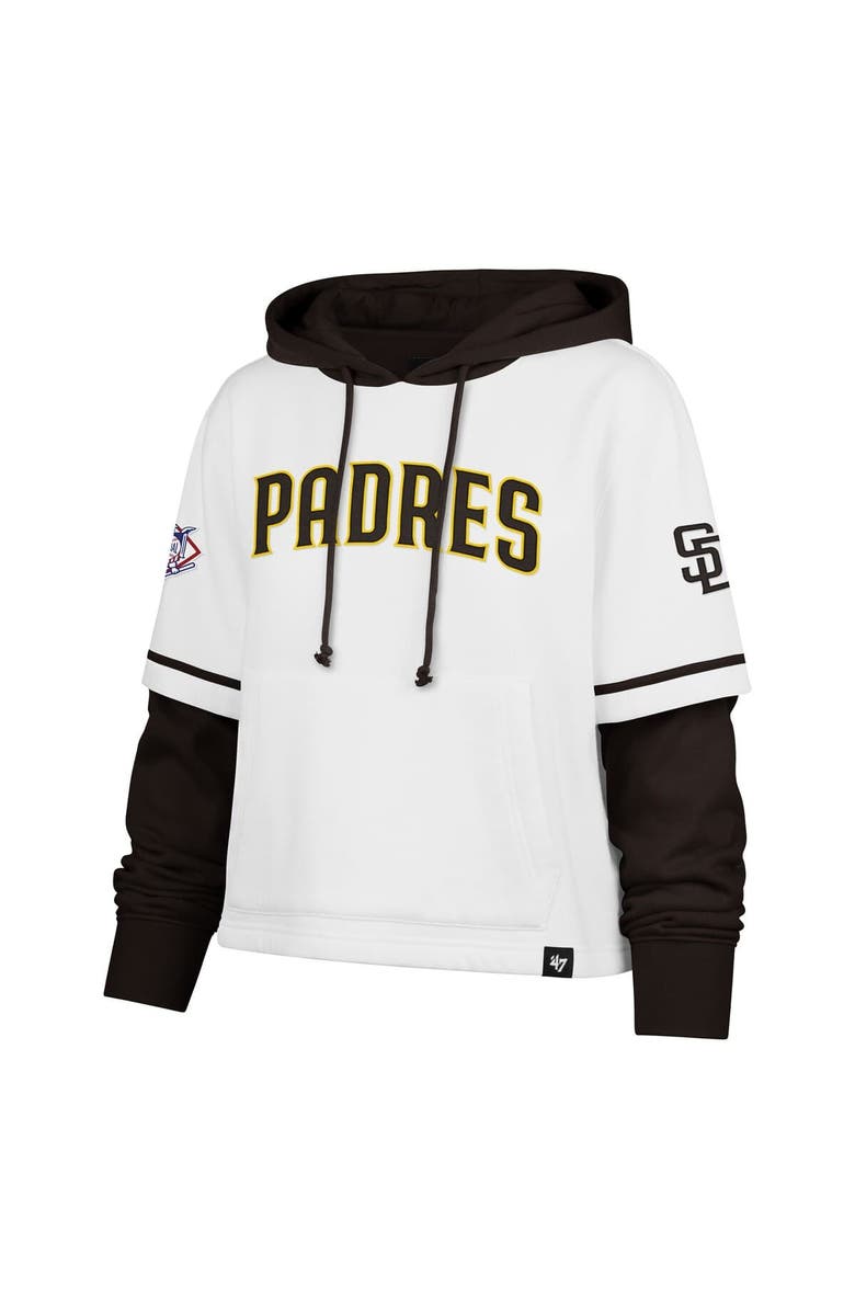 '47 Women's '47 White San Diego Padres Trifecta Shortstop Cropped Pullover Hoodie, Alternate, color, White