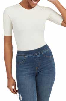 SPANX® Suit Yourself Ribbed Crew Neck Short Sleeve Smoother Bodysuit