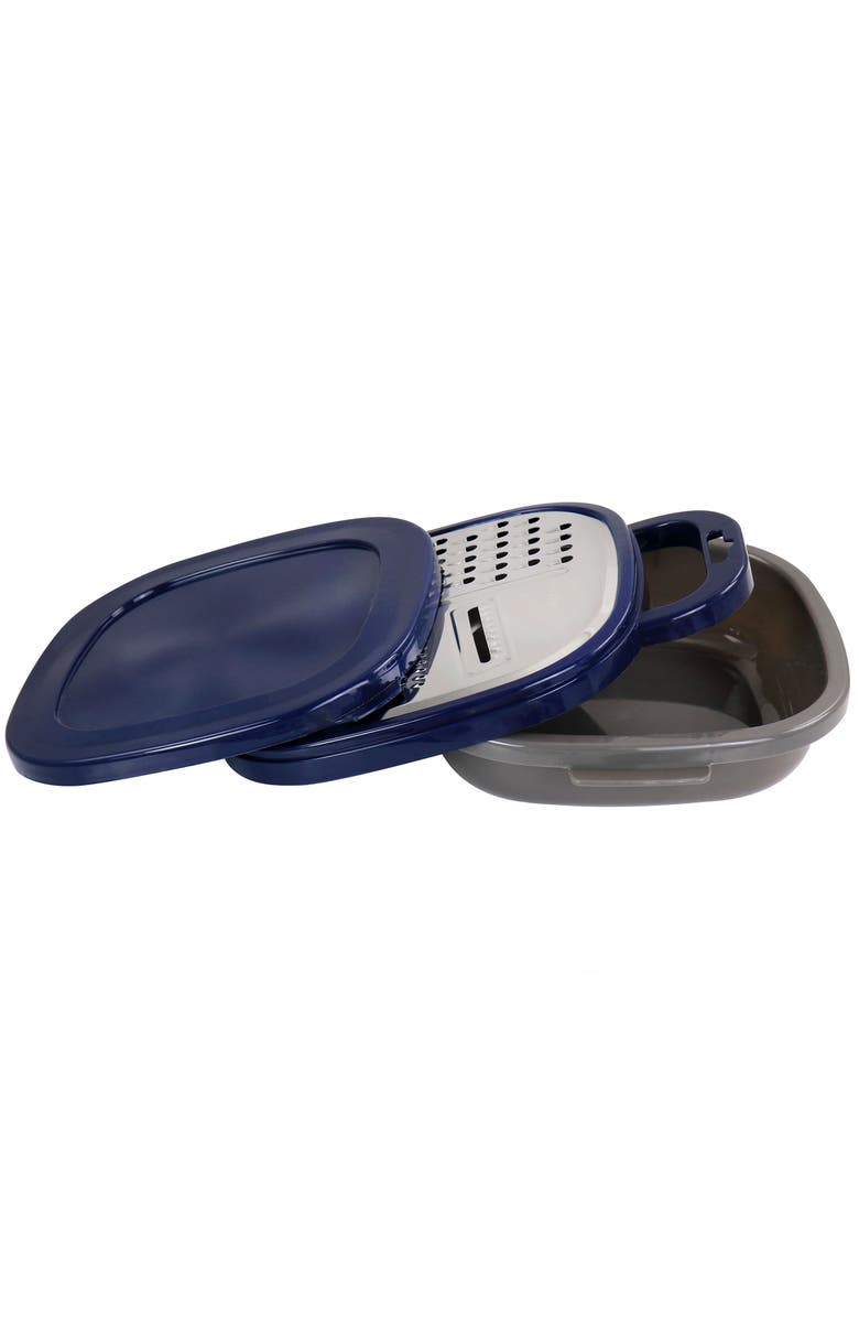 OSTER Flatmarine 3 Piece Grater and Container Set, Alternate, color, Navy