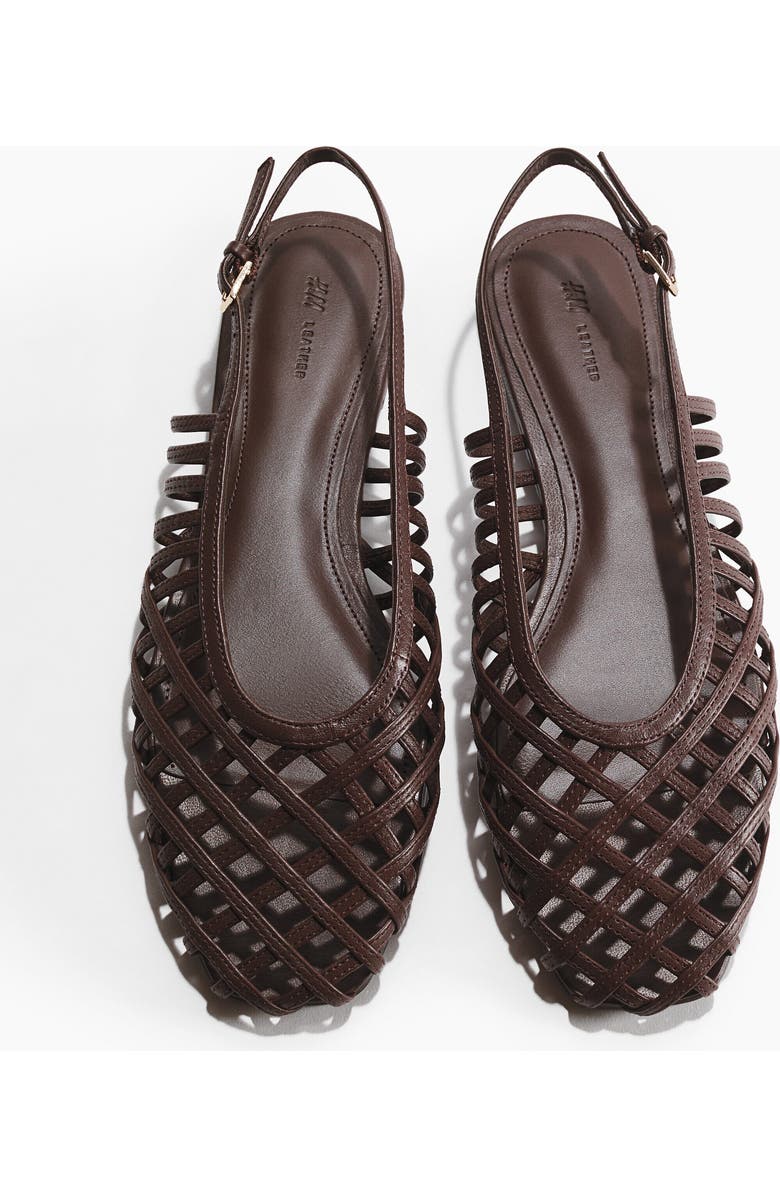 H&M Leather Slingbacks, Main, color, Dark Brown