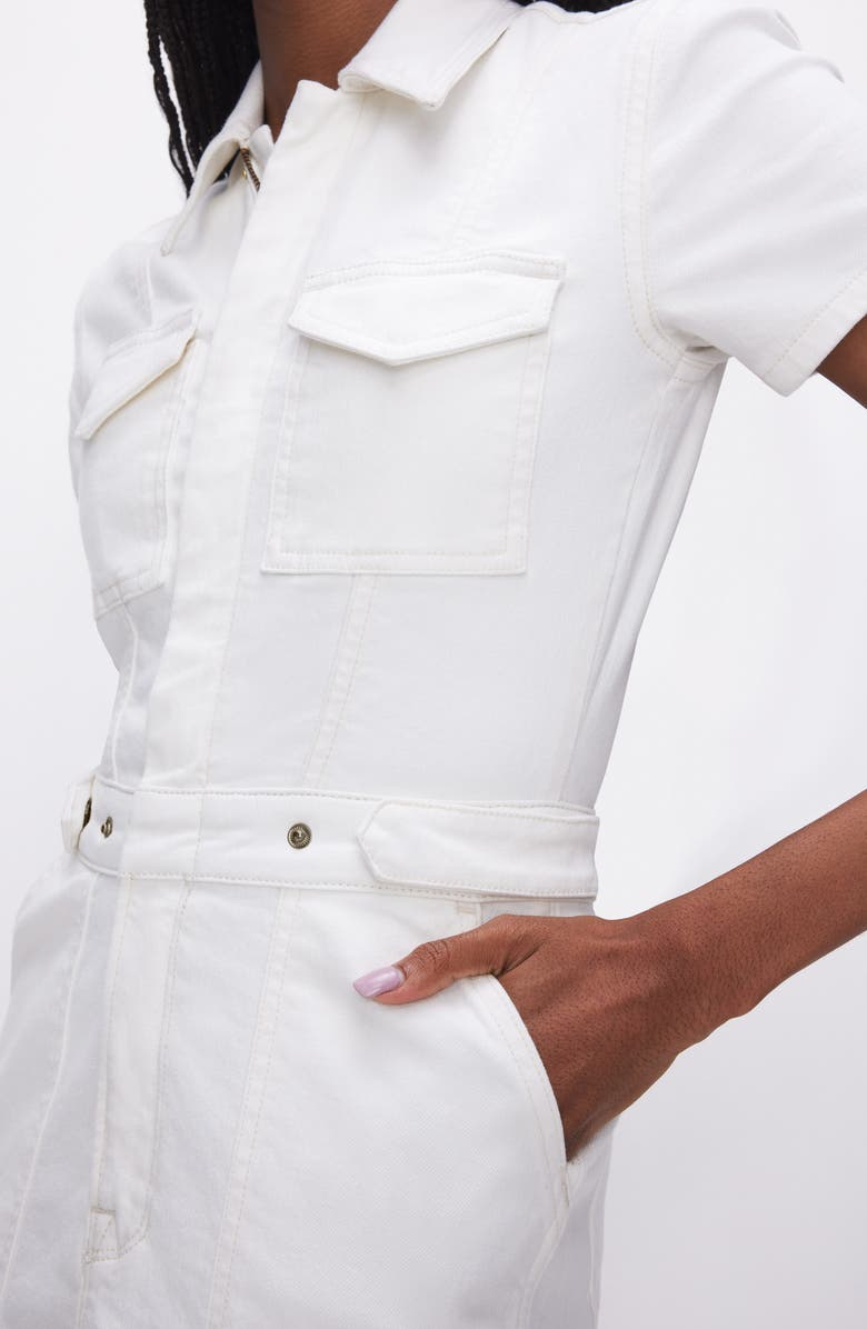 Good American Fit for Success Denim Utility Dress, Alternate, color, White001