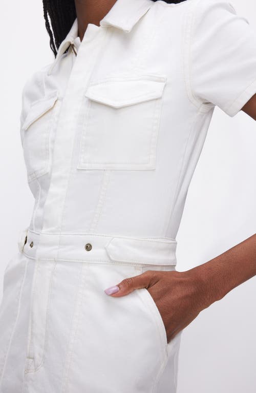 Good American Fit For Success Denim Utility Dress In White001