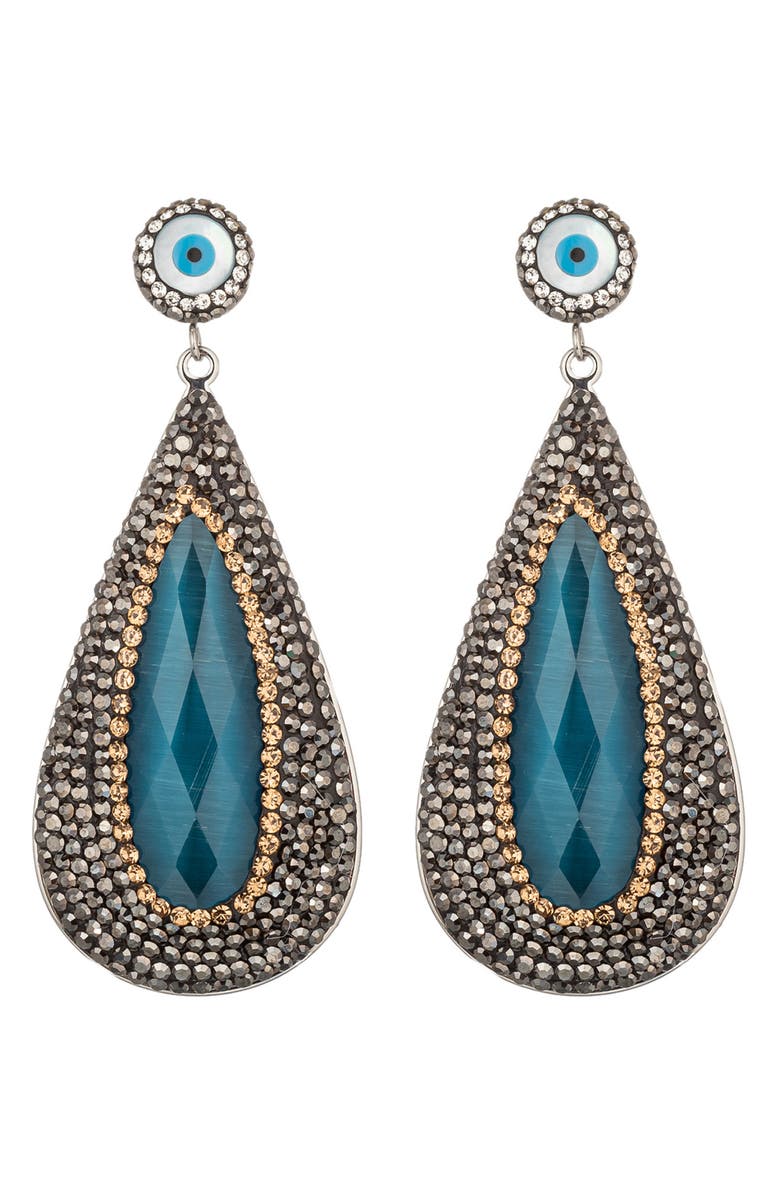 EYE CANDY LOS ANGELES CZ Evil Eye Drop Earrings, Main, color,