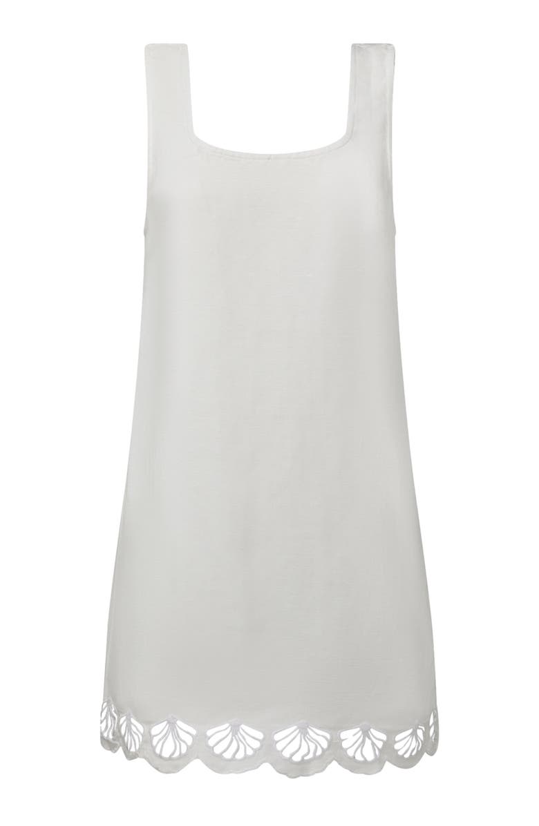 Onia Air Linen Scallop Mini Dress, Alternate, color, White
