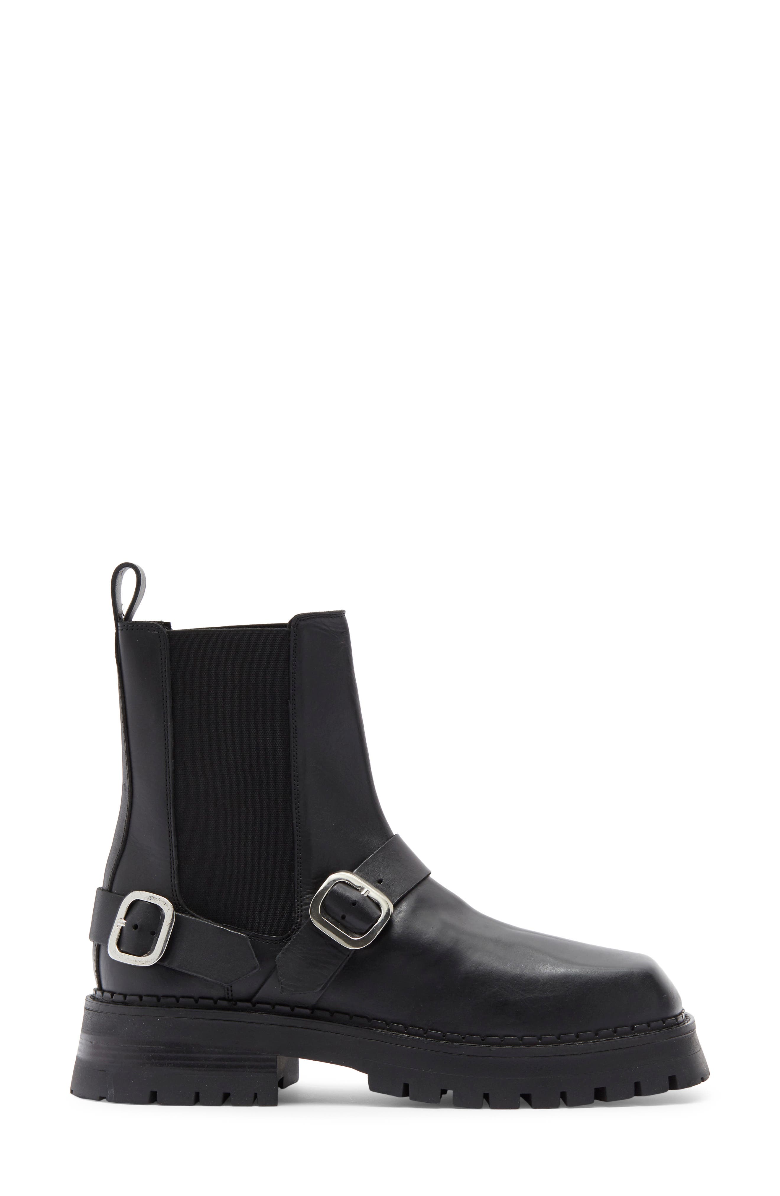 ASOS DESIGN Arena Leather Harness Boot, Alternate, color, Black