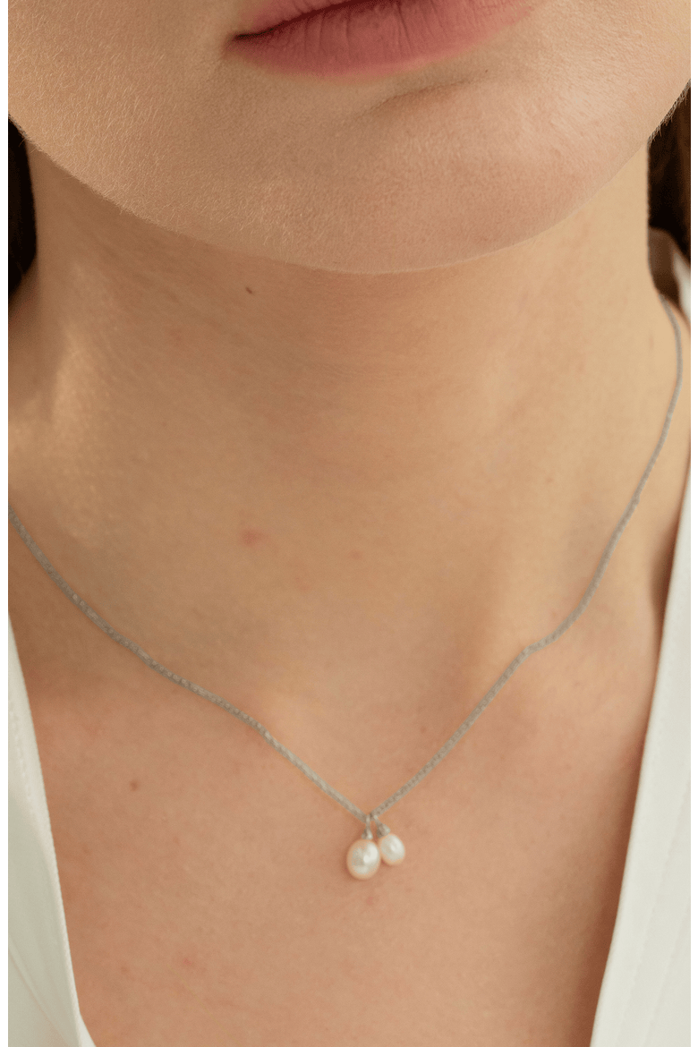 Sterling Silver 18k Gold Plated Maisie Pearl Necklace Delicate Gift, Alternate, color, Silver
