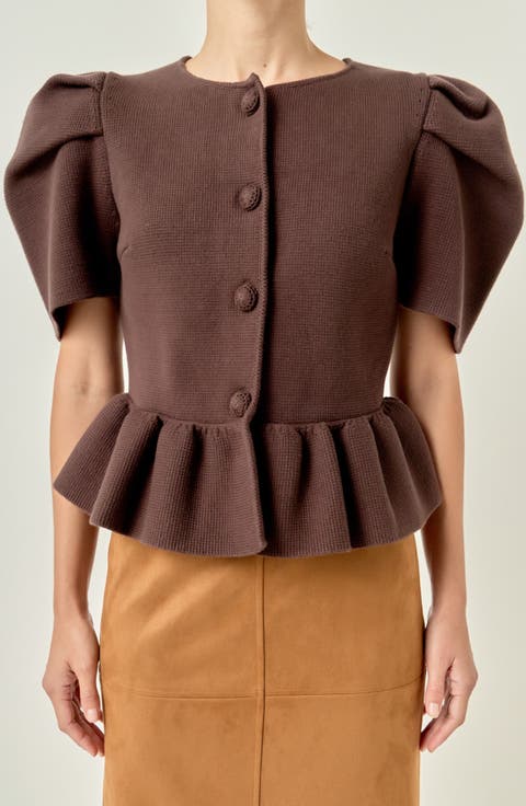 Puff Sleeve Peplum Top
