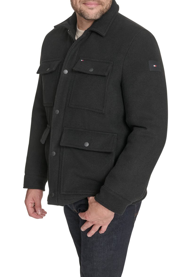 Field Jacket with Laydown Collar, Alternate, color, BLACK