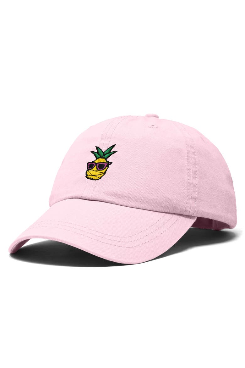 Pineapple Embroidered Dad Hat, Alternate, color, Washed Pink