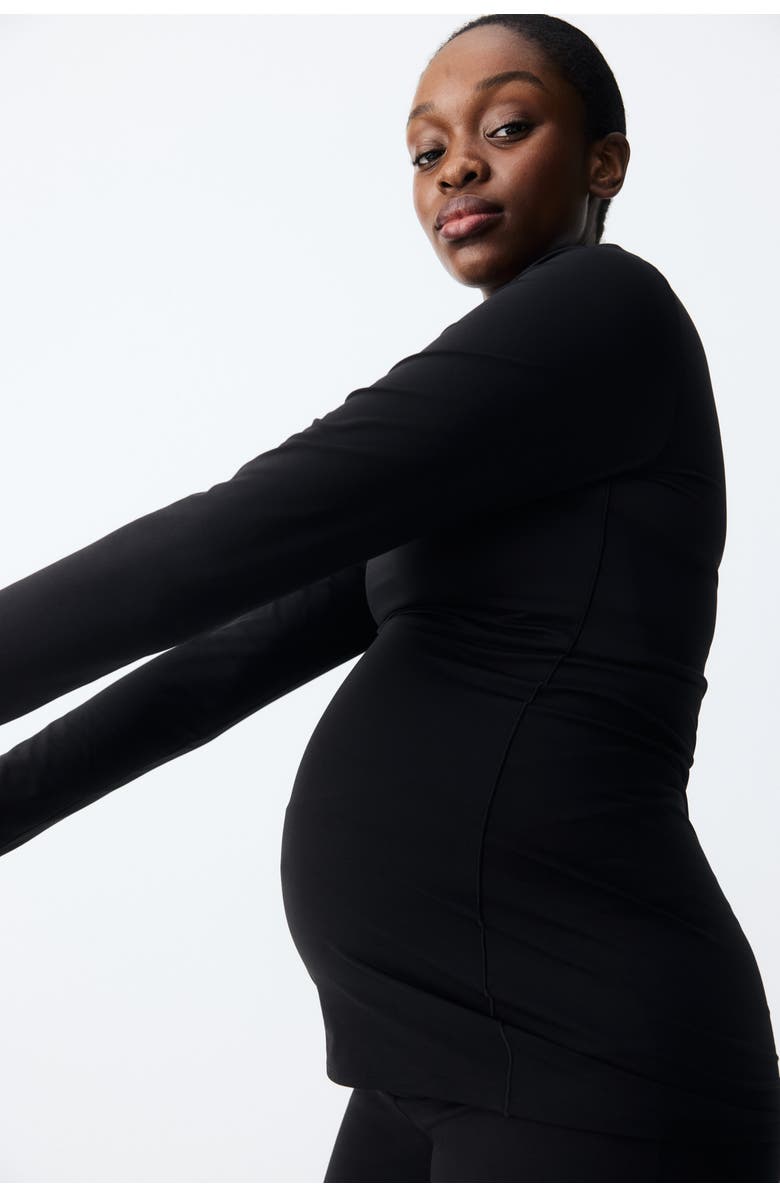 H&M Mama Long-sleeved Sports Top, Alternate, color, Black