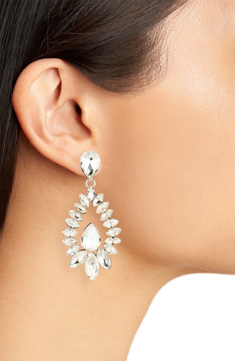 Tasha Crystal Drop Earrings, Alternate, color, Silver Crystal