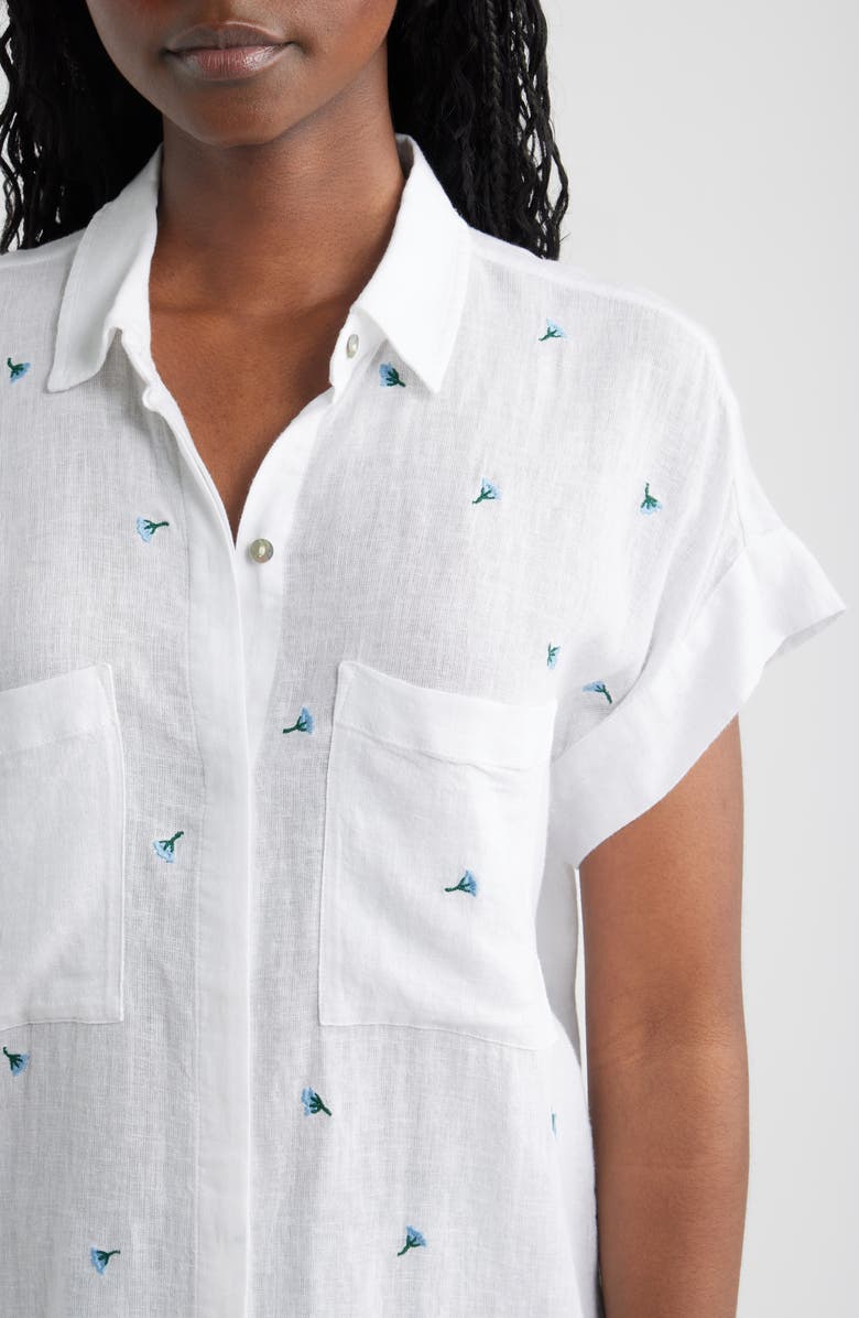 Rails Cito Floral Embroidered Linen Blend Button-Up Shirt, Alternate, color, Bluebell Carnations