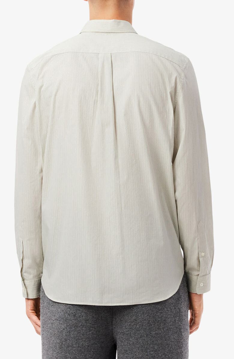 Lacoste Stripe Cotton Button-Down Shirt, Alternate, color, Lapland/ Sinople