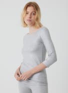 Majestic Filatures Metallic 3/4 Sleeve Boatneck Top with Merrow Edge