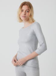 Majestic Filatures Metallic 3/4 Sleeve Boatneck Top with Merrow Edge