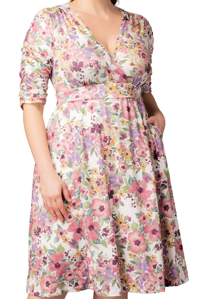 Gabriella Print Jersey A-Line Dress, Alternate, color, MAUVE WATERCOLOR BOUQUET