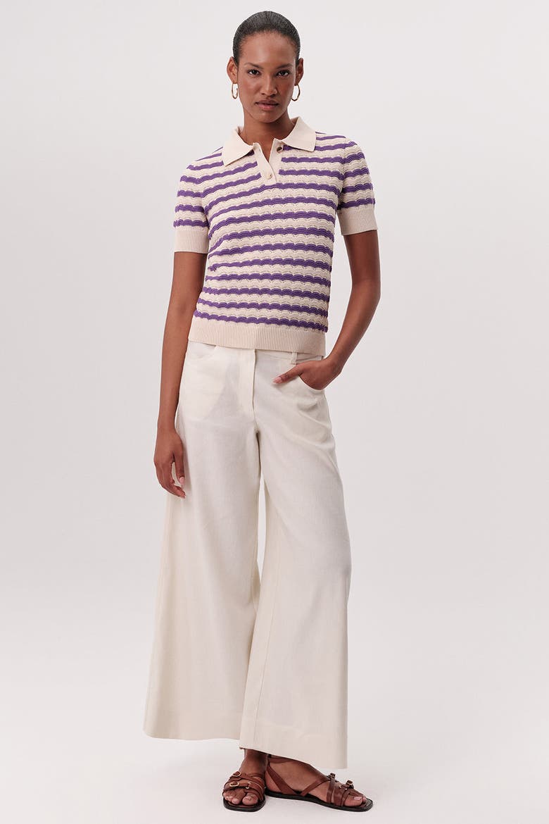 Priscila Polo Knit Blouse, Alternate, color, Beige