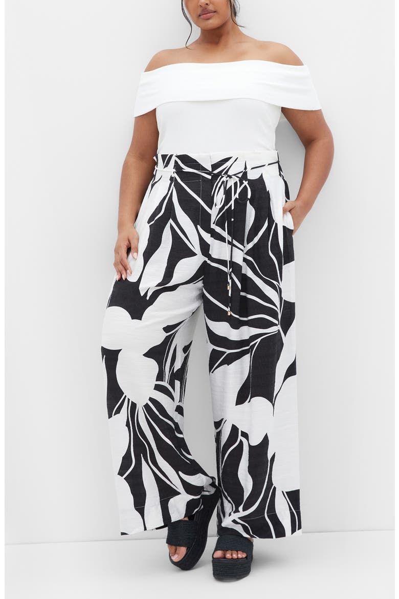 High Waist Wide Leg Pants, Alternate, color, PALM PARADISE