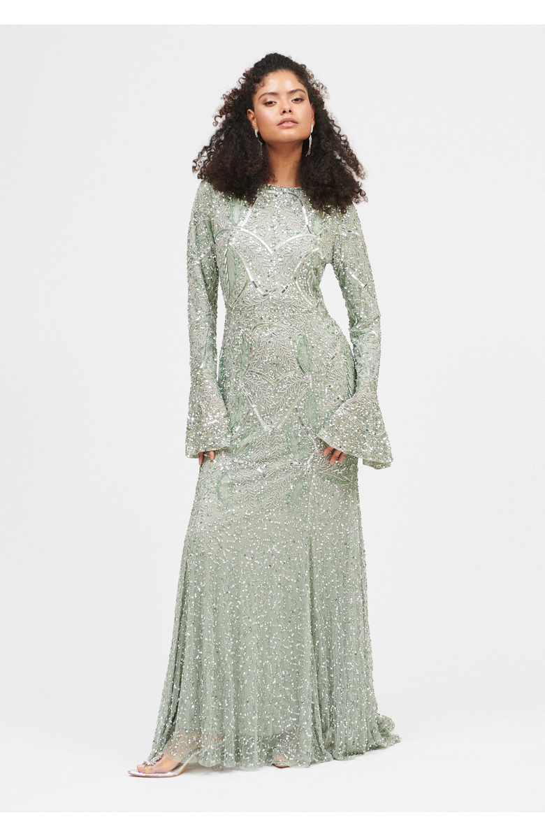 MARYISA Occasion Modest Embellished Sequin Beaded Cape Sleeves Evening Maxi Dress, Main, color,