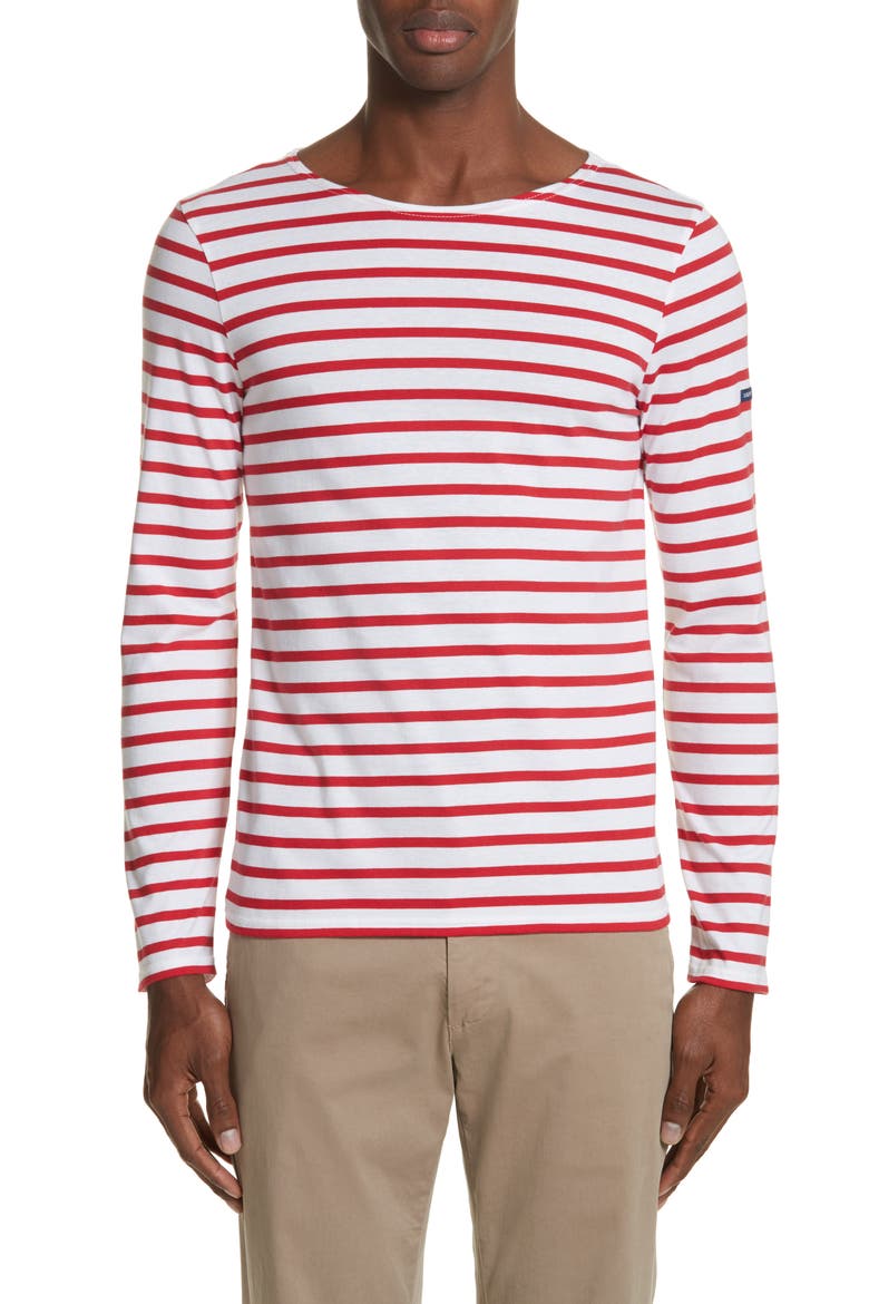 MINQUIERS MODERN - Breton Striped Shirt, Alternate, color, WHITE/ RED