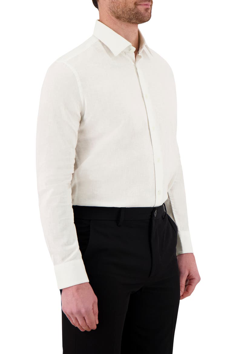 Premium Stretch Linen & Cotton Dress Shirt, Alternate, color, WHITE